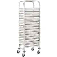 vidaXL Küchenwagen Tablettwagen für 16 Tabletts 38x55x163 cm Edelstahl