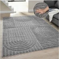 OTTO home Teppich Jonne, Boho-Design, Scandi, Designteppich, rechteckig, Höhe: 20 mm, Hoch-Tief, 3D Optik, skandinavischer Stil, Wohnzimmer, Schlafzimmer