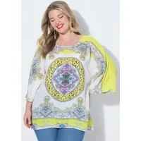 MIAMODA Druckbluse Blusenshirt Allovermuster mit Glitzersteinchen