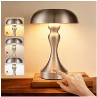 Nettlife LED Nachttischlampe Touch Dimmbar Kabellos Akku Tischleuchte Vintage mit USB Aufladbar, Dimmbar, LED fest integriert, Batterie Tischlampe für Fensterbank Wohnzimmer Schlafzimmer