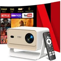 XGODY N6 Pro Beamer 4K Mit Netflix Zertifizierung(Autofokus) UHD-Beamer (700 lm, 3840 x 2160 px (700 ANSI) px, Native 1080P Full HD Beamer mit WiFi 6, automatische Trapezkorrektur)