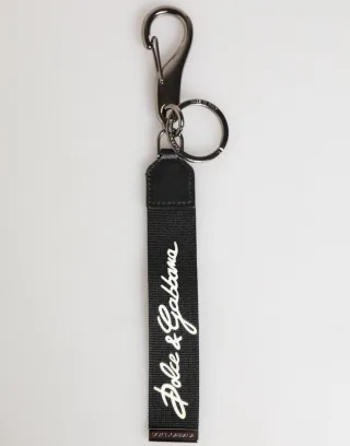 Schwarze Weiße Polyester DG Logo Silber Herren Schlüsselanhänger Schlüsselring