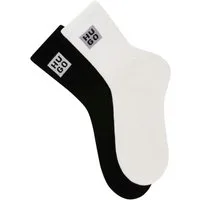 HUGO Socken 2P QS RIB GIFT CC (Packung, 2-Paar) mit Logoschriftzug und Glitzergarn