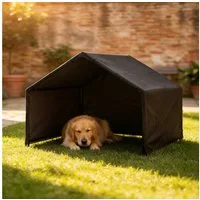PawHut Hundehütte Hundehaus mit wasser- und UV-beständiger Überdachung, für kleine mittelgroße große Hunde bis 30 kg, Indoor, Outdoor Schwarz