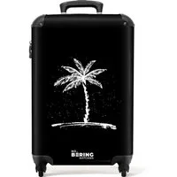 NoBoringSuitcases.com© Hartschalen-Trolley Schwarze und weiße Palme 55x35x20cm, 4 Rollen, Reisekoffer mit 4 Rollen, Carry on luggage, Männer