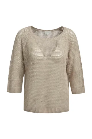 Milano Italy - 1/2 raglan sleeve pullover w v-eck sand - Gr. - L