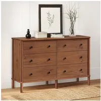 IDIMEX Kommode APOANA, Sideboard mit 6 Schubladen aus Massivholz skandi Kastanien farben