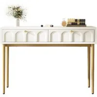 Flieks Schminktisch, Sideboard Schubladenkommode mit 2 Schubladen 100x45x76.5cm ohne Stuhl