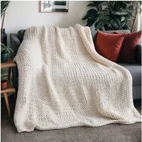 Wohndecke Webdecke LIAN - 140 x 200 cm, HOME DELUXE, Grobstrick-Decke, Strickdecke, Kuscheldecke