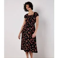 Apricot Midikleid Vintage Milkmaid Midikleid mit Smokdetails