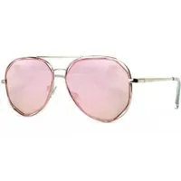 Rennec Sonnenbrille (Damen Pilotenbrille Markenbrille mit Brillenbeutel, Eckige Gläser) Pilotenbrille Edelstahl Verspiegelte Gläser
