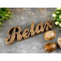 tinkaro Dekoobjekt Schriftzug Holzfigur Relax B28x9cm Dekoschrift Massivholzholz massiv (1 St)