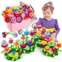 Ophy Spielzeug-Gartenset Blumengarten Spielzeug-Set für Mädchen & Jungen ab 3–5 Jahren, (Montessori Blumen-Bausteine, Motorikspielzeug), DIY – ideales Geburtstagsgeschenk
