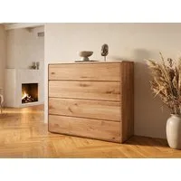 Massivart® Kommode 100 cm Breite 4 Schubladen Wildeiche massiv geölt »SKOV«, Massivholz · griffloses Design · Tip-on-Funktion · viel Stauraum