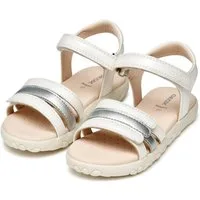 Geox J SANDAL HAITI GIRL Sandale, Glitzersandale, Klettschuh im Metallic Look
