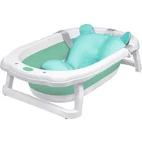 FIVMEN Babybadewanne Faltbare Babywanne mit rutschfesten Füßen für Babys und Neugeborene, inkl. Bade Sitzkissen, folding bathtub, platzsparend