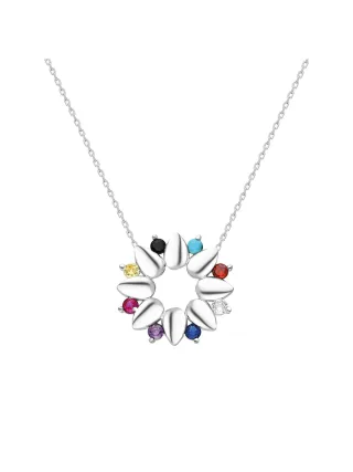 Dkeniz Anhänger mit Kette 925 Silber rhodiniert Glänzend 45,5+7,5cm Zirkonia Weiß