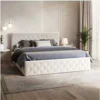 FDM Polsterbett PARADISE Bettgestell 90x200, 120x200, 140x200, 160x200, 180x200cm (verfügbar 90x200 120x200 140x200 160x200 180x200cm, Bettrahmen, Bett, mit großen gepolsterten Kopfteil, mit Bettkasten zum aufklappen), Hebbarer Metallrahmen, Bettkast