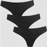 MP Women's Mid Rise No VPL Thong (3 Pack) - Black - XS