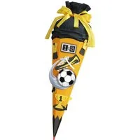 Roth Schultüte Soccer / Fußball, 68 cm, eckig, mit schwarzem Kreppverschluss, Zuckertüte zum Basteln