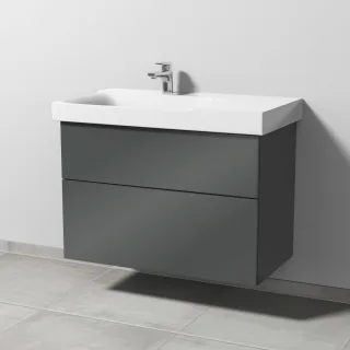Sanipa 3way Waschtischunterbau zu Geberit Xeno2 Waschtisch mit 2 Auszügen, Anthrazit-Glanz SF66279