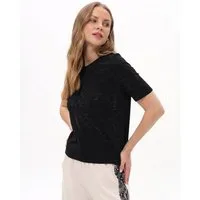 Passioni T-Shirt in Schwarz mit Strassapplikation Schwarzes Sommer T-Shirt mit schönen Glitzersteinen