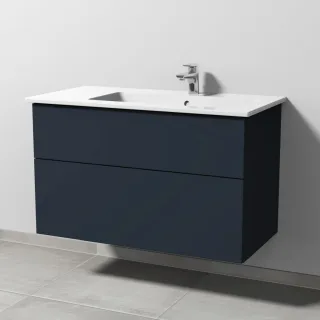 Sanipa 3way Keramik-Set Venticello Keramik-Waschtisch und Unterbau mit 2 Auszügen, Marine-Matt SP3261R