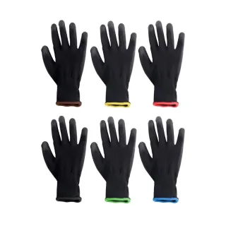 Black Nylon PU Coated Gloves Non Slip Breathable Working Gloves Lightweight Machine Washable for Gardening Woodworking F