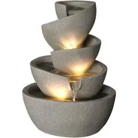 Arnusa Zimmerbrunnen Springbrunnen mit LED Beleuchtung Gartenbrunnen stilvoll Dekoration, Wohnzimmerdeko Wasserspiel warmweiß