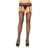 Leg Avenue Strapsstrümpfe Fishnet Strapsstrümpfe schwarz Netzstrümpfe für Strumpfhalter