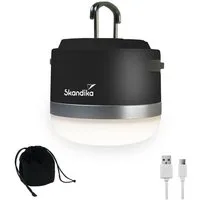 Skandika LED Gartenleuchte Campinglampe Tarfala, aufladbar, USB Anschluss, 3600 mAh Powerbank, stufenlos dimmbar, 110 h Akku, Zeltlampe, Haken zum Aufhängen, Outdoor