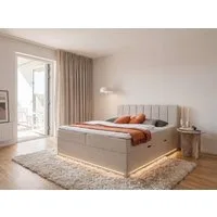 Home affaire Boxbett WAKKANAI, Polsterbett mit Bettkasten, inkl. Taschfederkernmatratze H3, mit PUR-Schaum-Topper, mit LED-Lichtleiste, LIegefläche 180x200cm