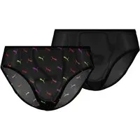 PUMA Slip PUMA WOMEN PRINTED MESH BRIEFS (2er Pack) mit buntem allover Print, mit Mesh-Details