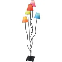 näve Stehlampe Colori, ohne Leuchtmittel, 5flg. bunte Textilschirme orange, grün, pink, blau und rot Höhe 156cm