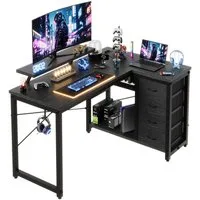 HOMALL Eckschreibtisch 100/120L Form mit Ablagefächern, 2 Tier DIY Lagerregalen Computertisch, Schreibtisch,PC Tisch,Heimbüro