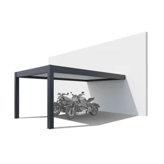 Carport 5x3 m, Anbaucarport Premium, Anthrazit RAL 7016 Feinstruktur, 500.0 x 299.2 cm, Durchgangshöhe 195 cm, individuell konfigurieren
