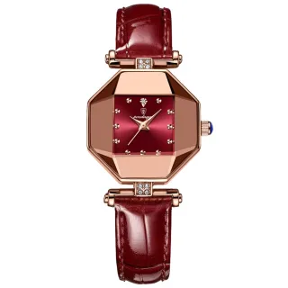 POEDAGAR Women Watches Fashion Luxury Rhinestones Quartz Watch Polygon Pointer Waterproof Ladies Leather Wristwatch