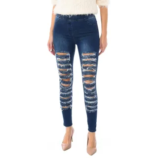 Frauen lange Denim Hosen Stil Leggings aus elastischem Stoff D2001