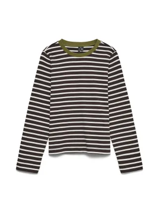 VERO MODA - VMBOPHA LS O-NECK CONTRAST TOP JRS Chocolate Torte - Gr. - M