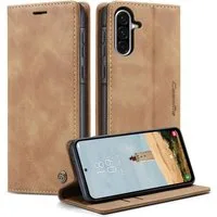CaseMe Handyhülle Premium Hülle für Samsung Klapphülle Samsung A57 5G-Hellbraun