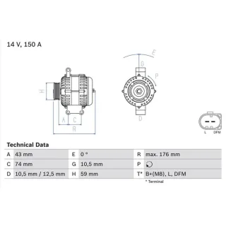 Bosch Lichtmaschine 150A Ford Transit Land Rover Defender 0986047920