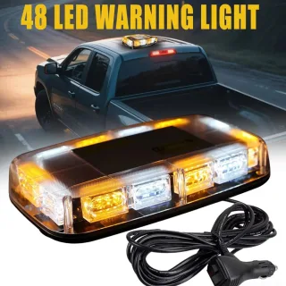 48 LED Magnetic Emergency Strobe Lights Roof Top Car Safety Warning Flashing Light 12V/24V Amber Stroboscopes Trucks Pol