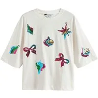 Next Paillettenshirt Festliches Weihnachts-T-Shirt mit Pailletten (1-tlg)
