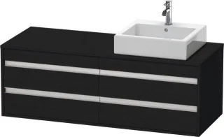 Duravit Ketho Konsolenwaschtischunterbau wandhängend Eiche Schwarz Matt 1400x550x496 mm - KT6657R161 KT6657R1616