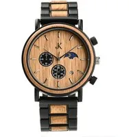 Kim Johanson Quarzuhr Military Moon Herren Holzuhr mit Datumsanzeige, (mit Werkezug)
