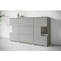 OTTO home Sideboard Kenia (1 St), Sideboard mit 3 Schubladen, 6 Fächern, Glastüren, Breite 150 cm