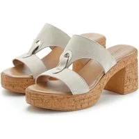 LASCANA Sandale, Mule, offener Schuh, Sommerschuh, Pantolette aus Leder mit Blockabsatz in Kork-Optik