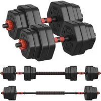 SONGMICS Hantel-Set Hanteln mit Verbindungsstange, Hexagon, Kurzhantelset, für Workout, Fitnesstraining, Gewichtheben für Zuhause, Fitnessstudio