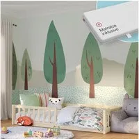 Bellabino Kinderbett Vere mit Rausfallschutz und Lattenrost (natur mit Matratze, Kiefer Massivholz), Bodenbett verfügbar in 80x160 & 90/120/140x200 cm
