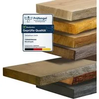 tømmermann Wandregal Schweberegal Holzregal mit Baumkante - Hängeregal aus Massivholz Eiche, Komplett-Set